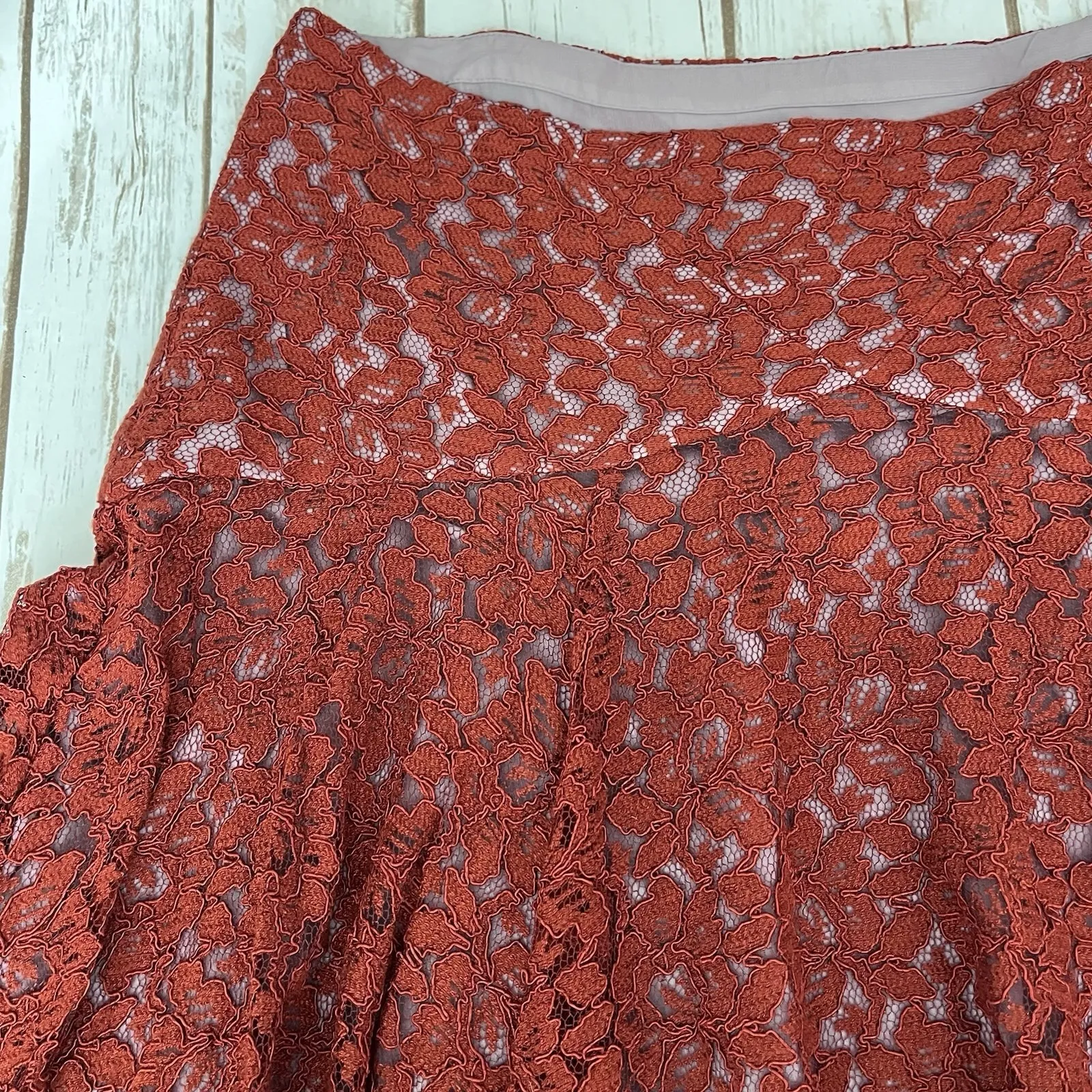 Moulinette Soeurs Anthropologie Lace Skirt Women 12 L Nolana Gored Flare Midi - Image 4