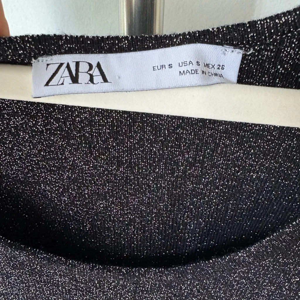 ZARA  Shimmering Black Top - Image 3