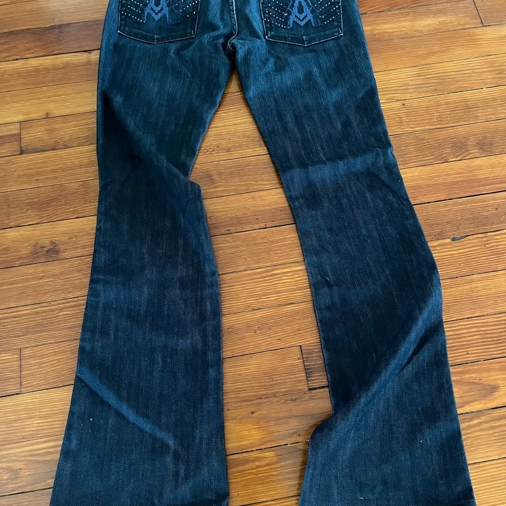 7 For All Mankind Jean Size 28 A Pocket Flare Cross Stitch - Image 4