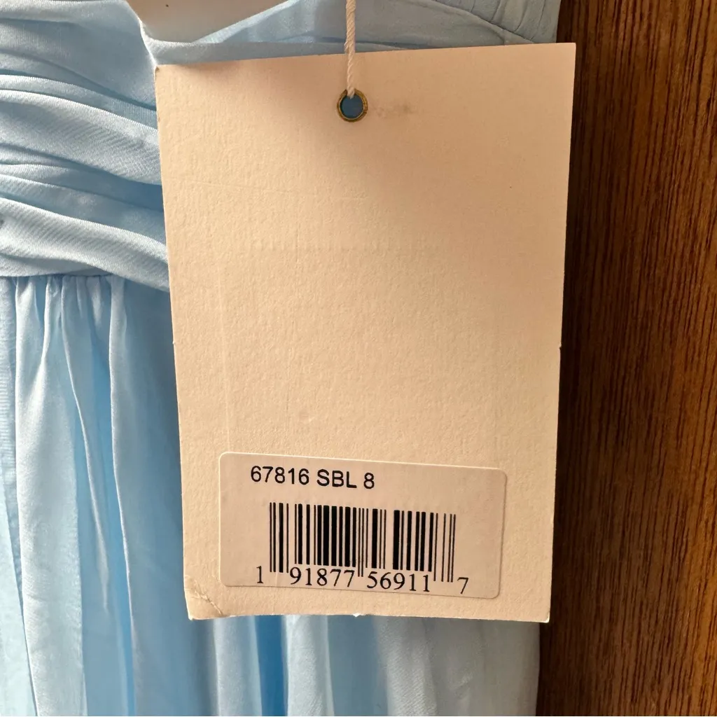 NEW Mac Duggal 67816 High Halter Neck Open Back Gown Maxi Dress Sky Blue 8 NWT - Image 10