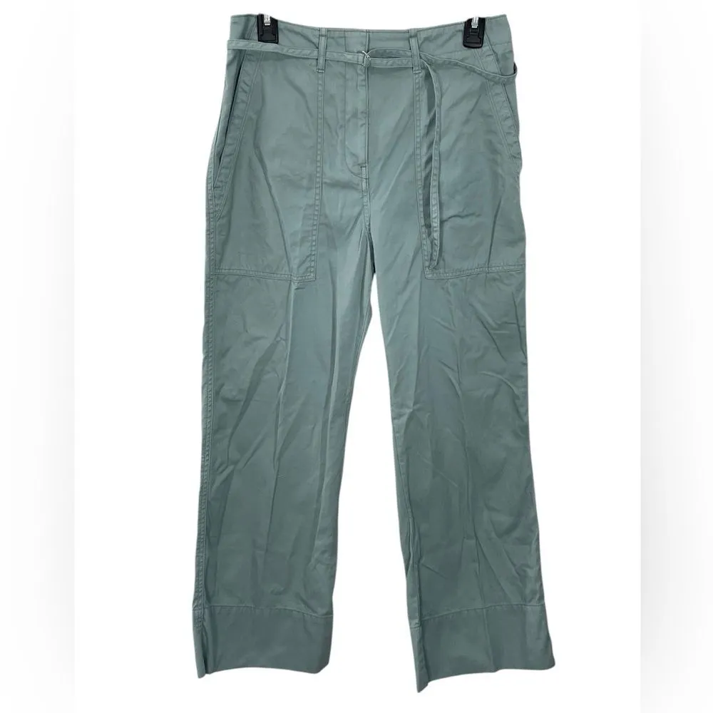 Club Monaco Tea Dye Crop Bootcut Cotton Chino Pants In‎ Pale Teal Size 6 - Image 2