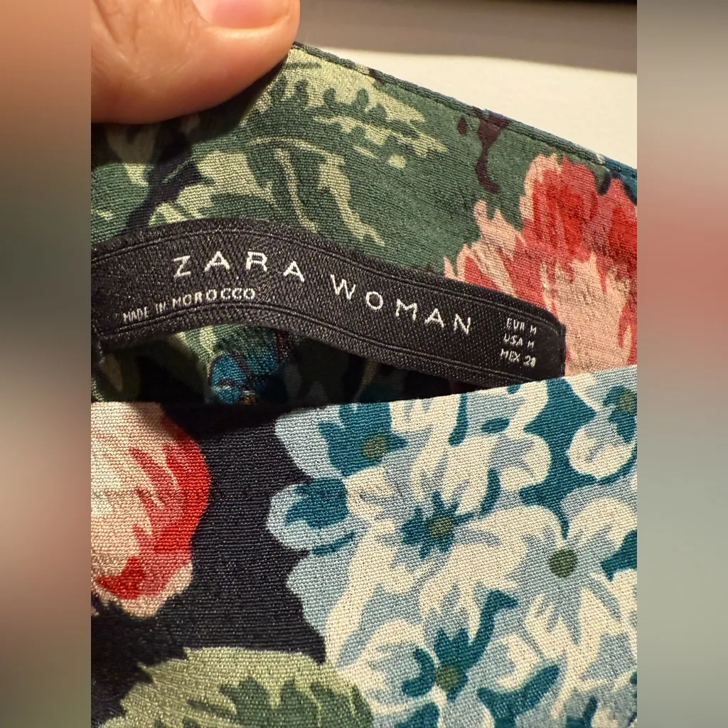 Zara Multicolor Floral‎ Wide-Leg Pants Size M - Image 7