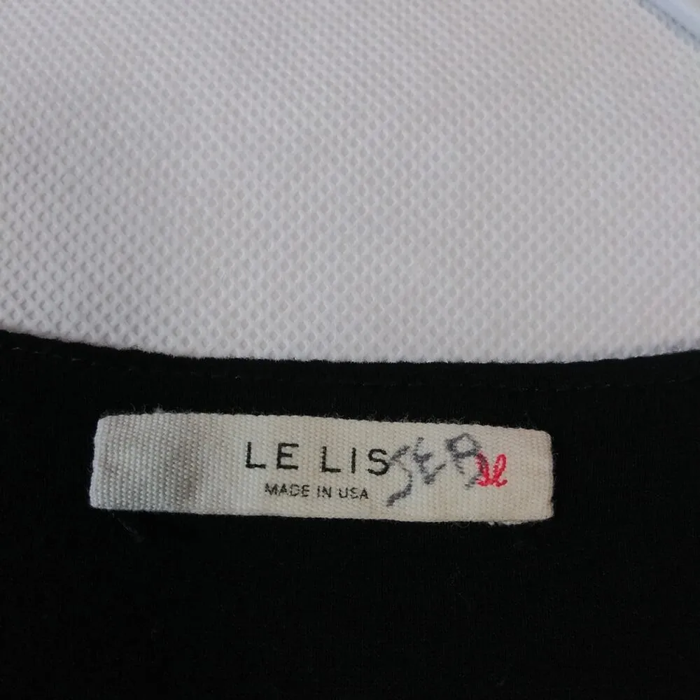 Le Lis Black Embroidered Dress Faux Wrap Bodice Size M - Image 4