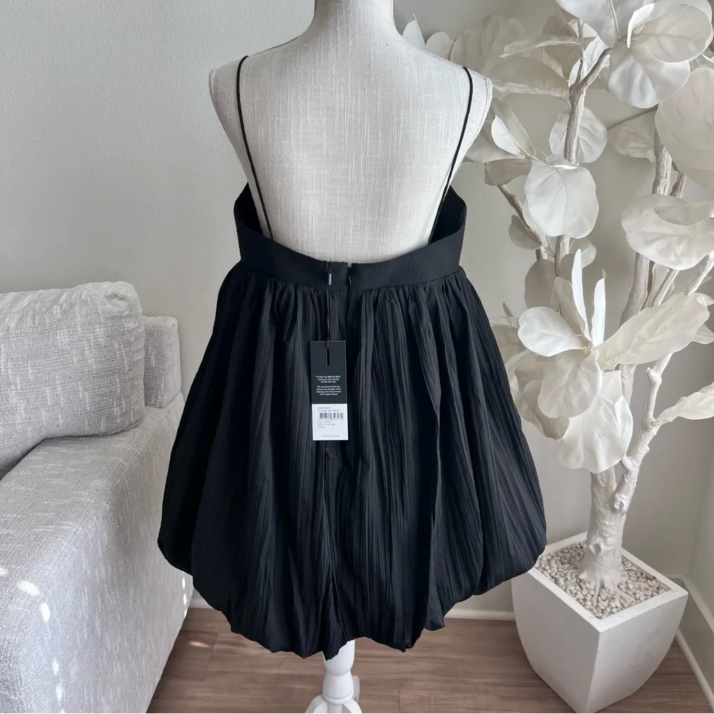 Acler Palermo Black Bubble Hem Spaghetti Straps Mini Dress Size 8 - Image 6
