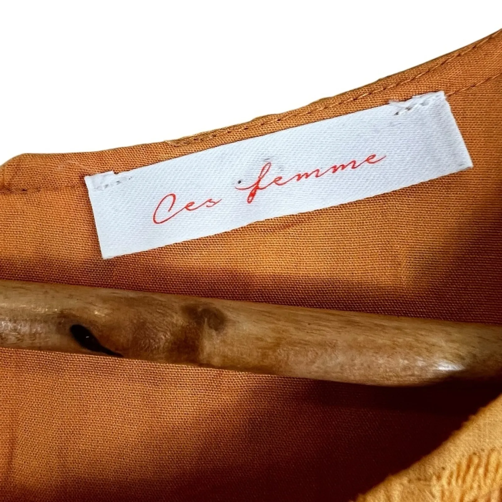 Ces Femme Mini Dress Womens M Orange 100% Cotton Eyelet Embroidered Prairie Size M - Image 4