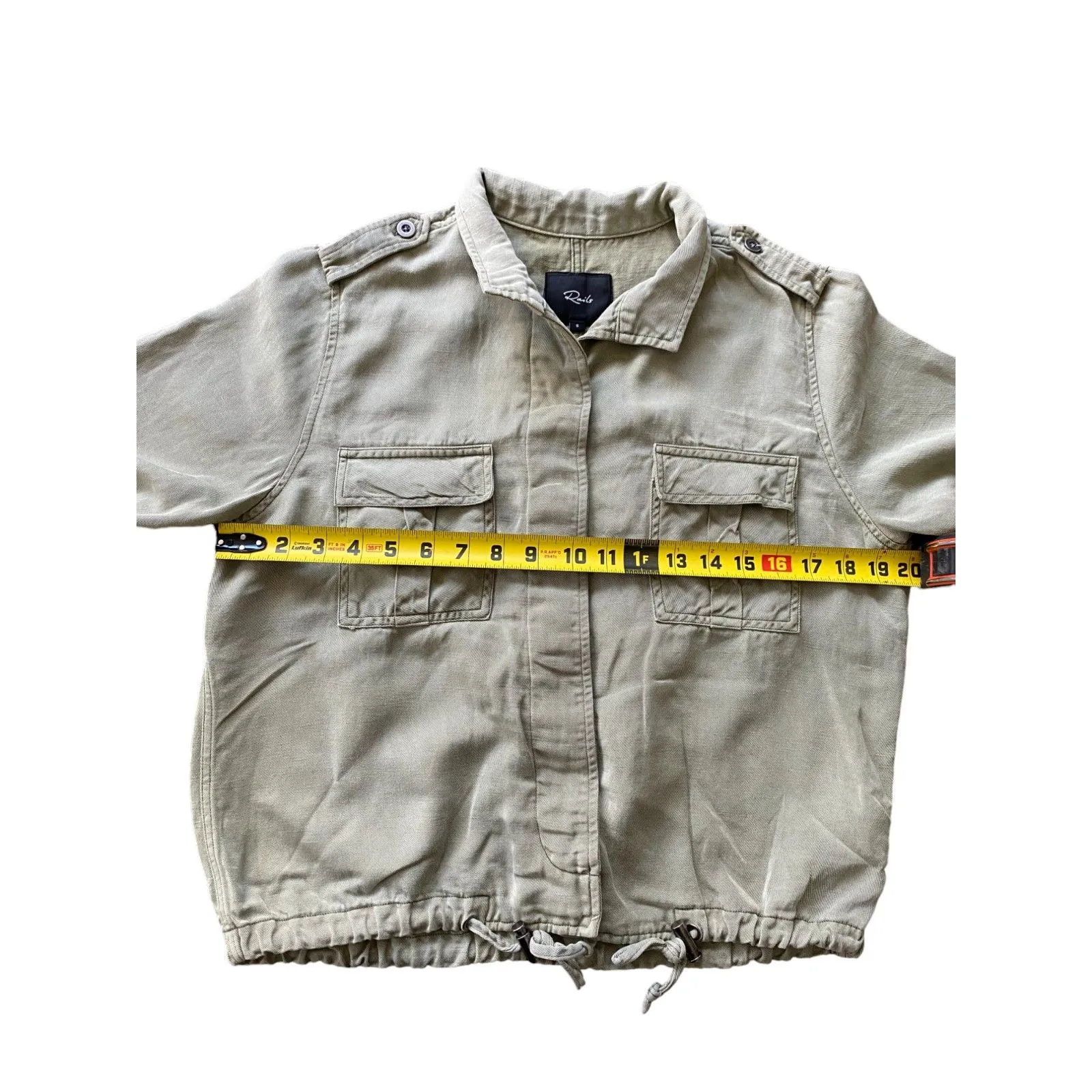 Rails Womens Collins Sage Green Utility Maverick‎ Linen Tencel Jacket Size Small - Image 10