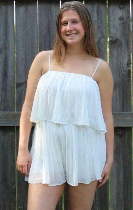 White Pleated Tiered Romper - Image 3