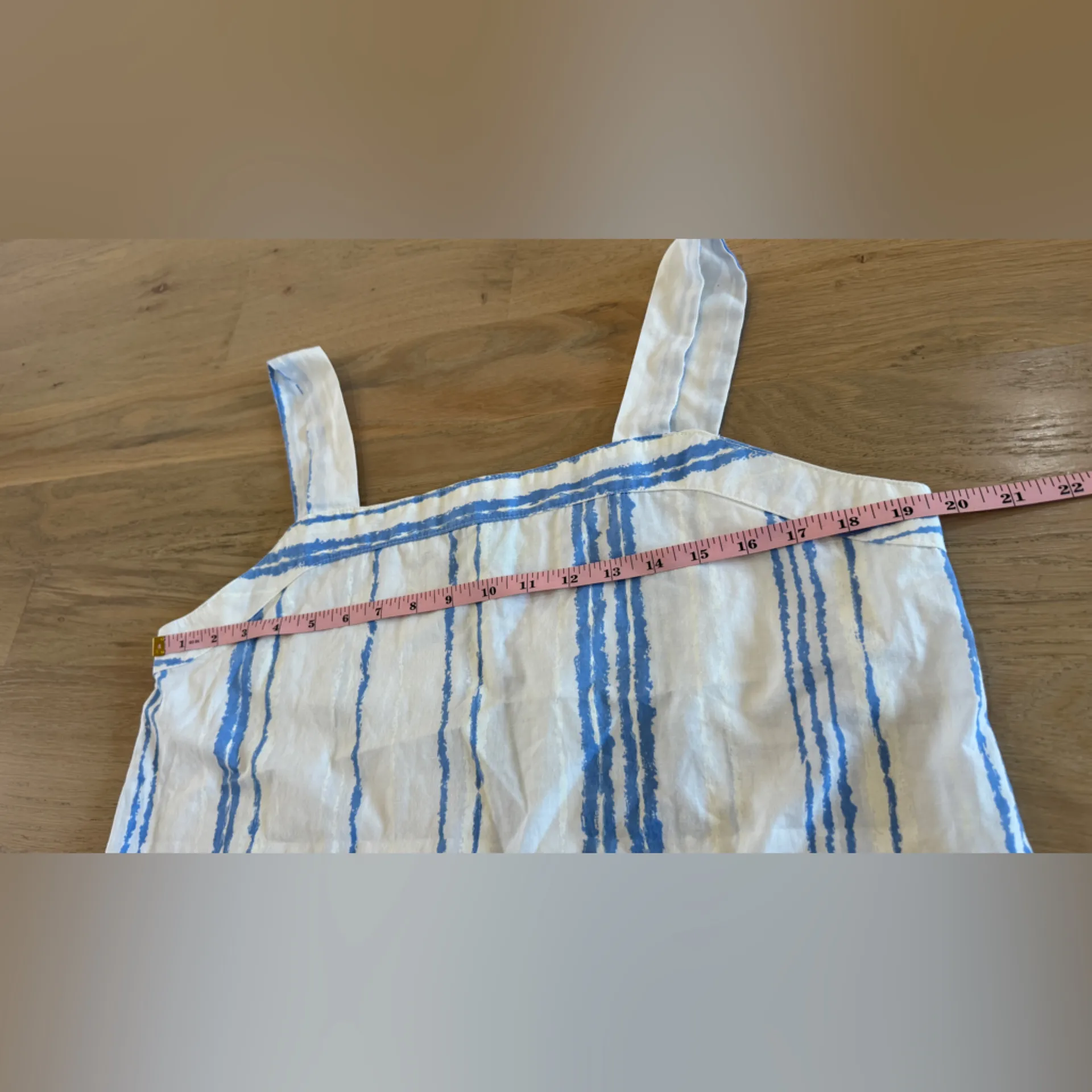 Liv’in Easy by Haphazard sleeveless top blue white stripes MEASUREMENTS Size undefined - Image 4