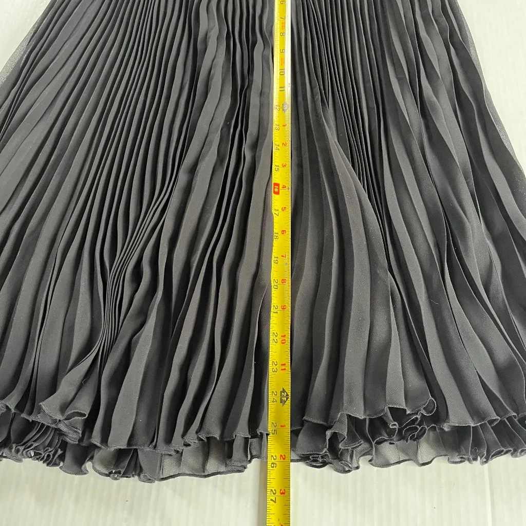 VINCE‎ CAMUTO Sz M Black Pleated Chiffon Midi Skirt Elastic Waist Pull On - Image 7