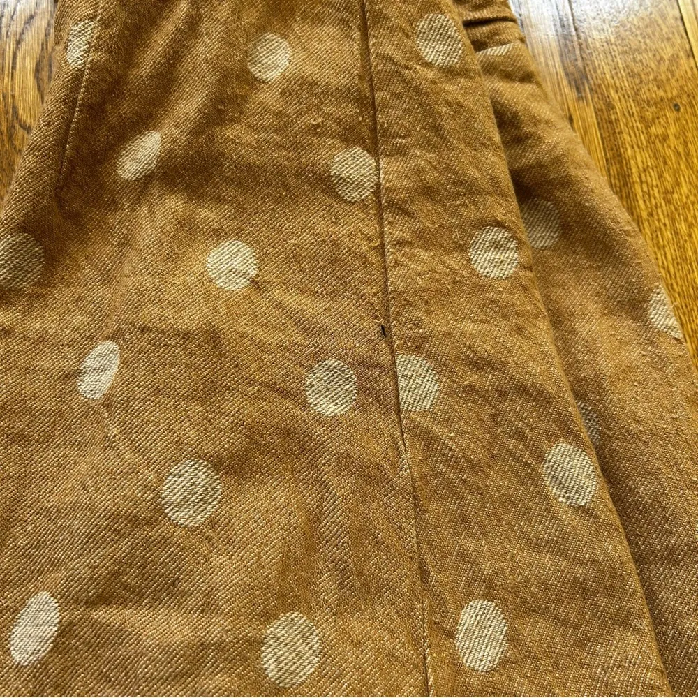 Tan/ beige Polka Dot Dress with Puff Sleeves - Image 7