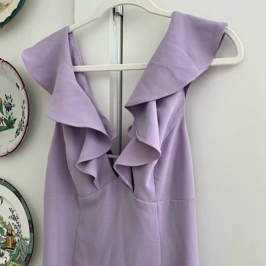 Aiden Maddox crepe flounce mini dress lilac - Image 3