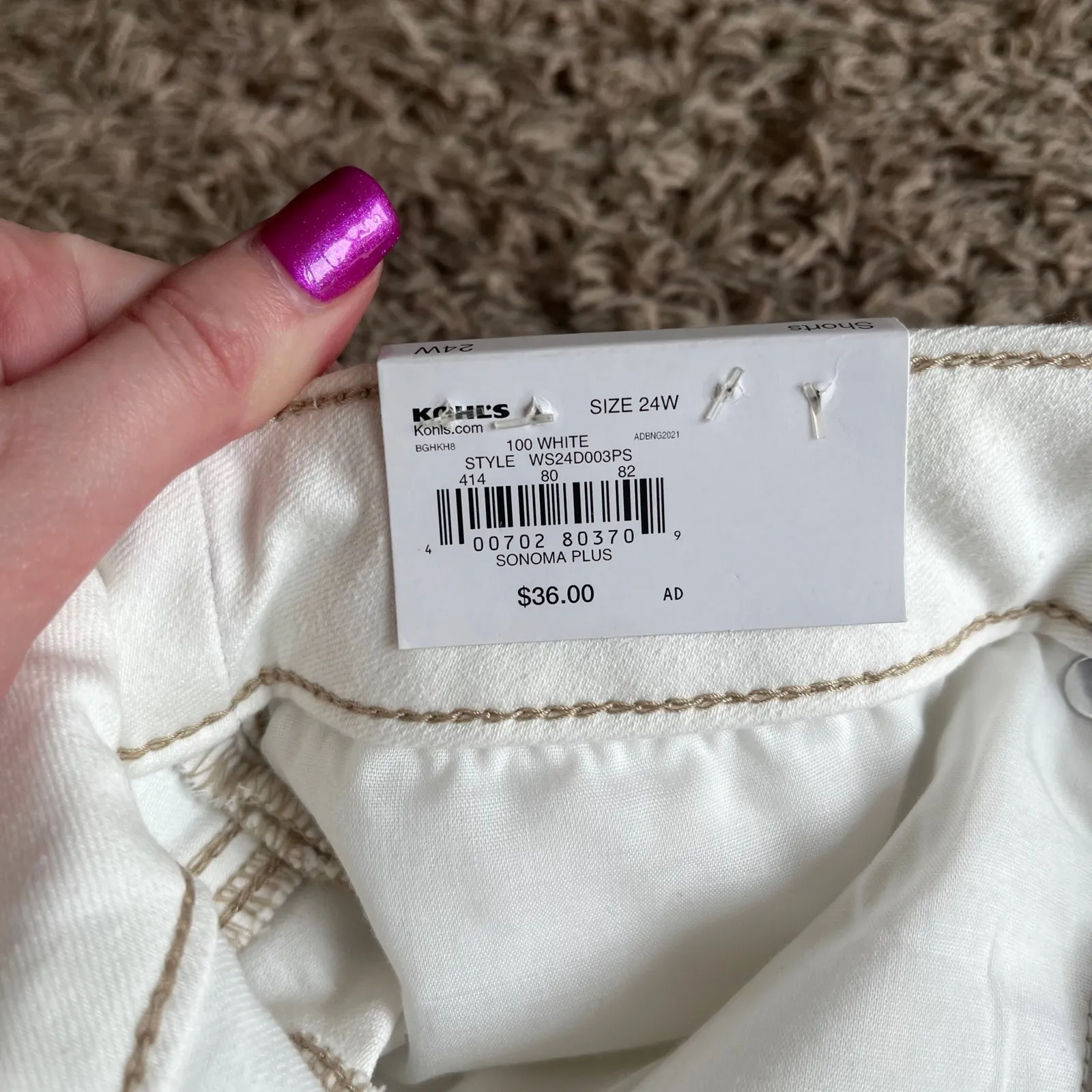 Sonoma NWT!  White High Rise Shorts Size 24W - Image 5
