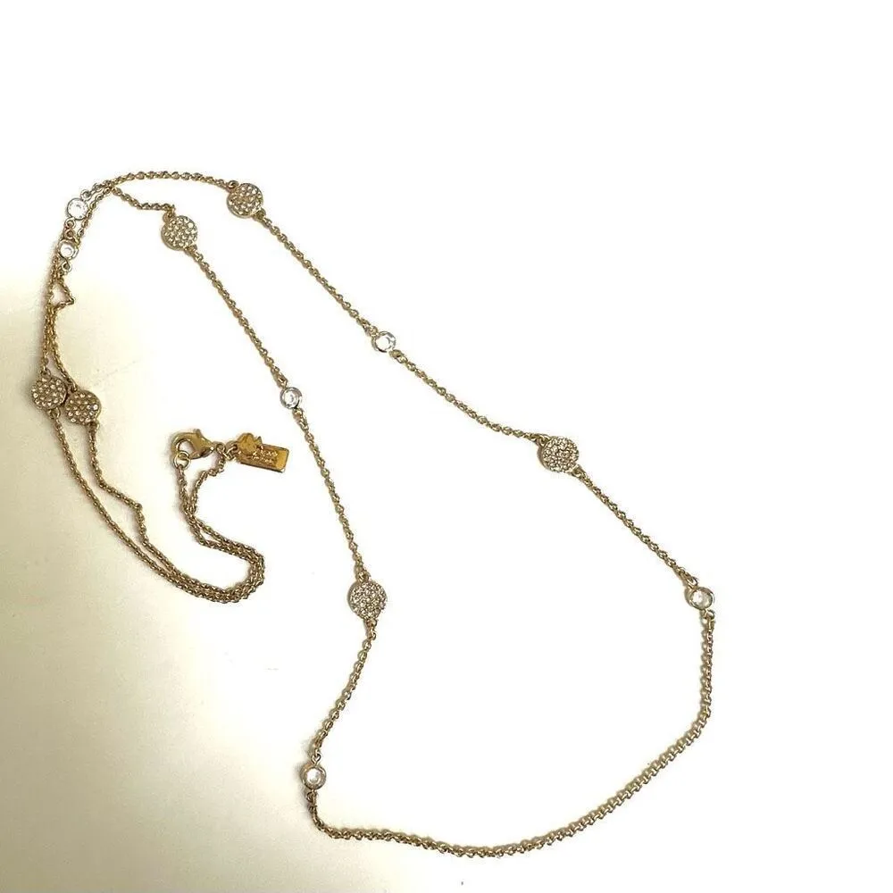 Kate Spade gold tone rhinestone long station necklace - Image 3