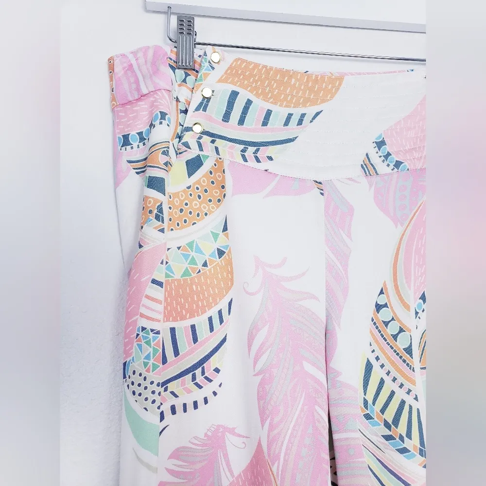 Rery Collection Brazil Feather Boho Wide Leg Pants Size 14 - Image 3