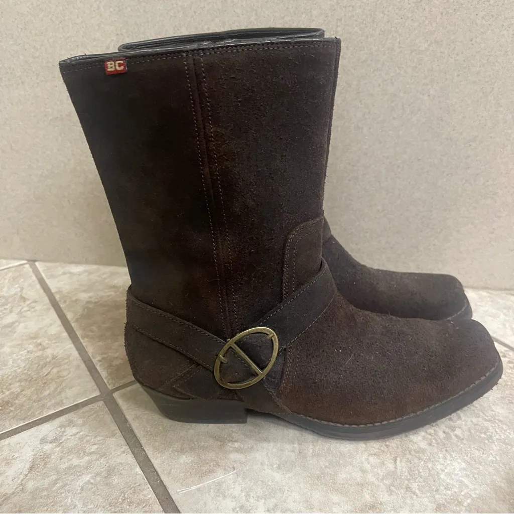 Bc‎ Footwear Womens Boots Leather Brown Bootie Zip 8.5  Biker Harness Pre Owned - Image 9