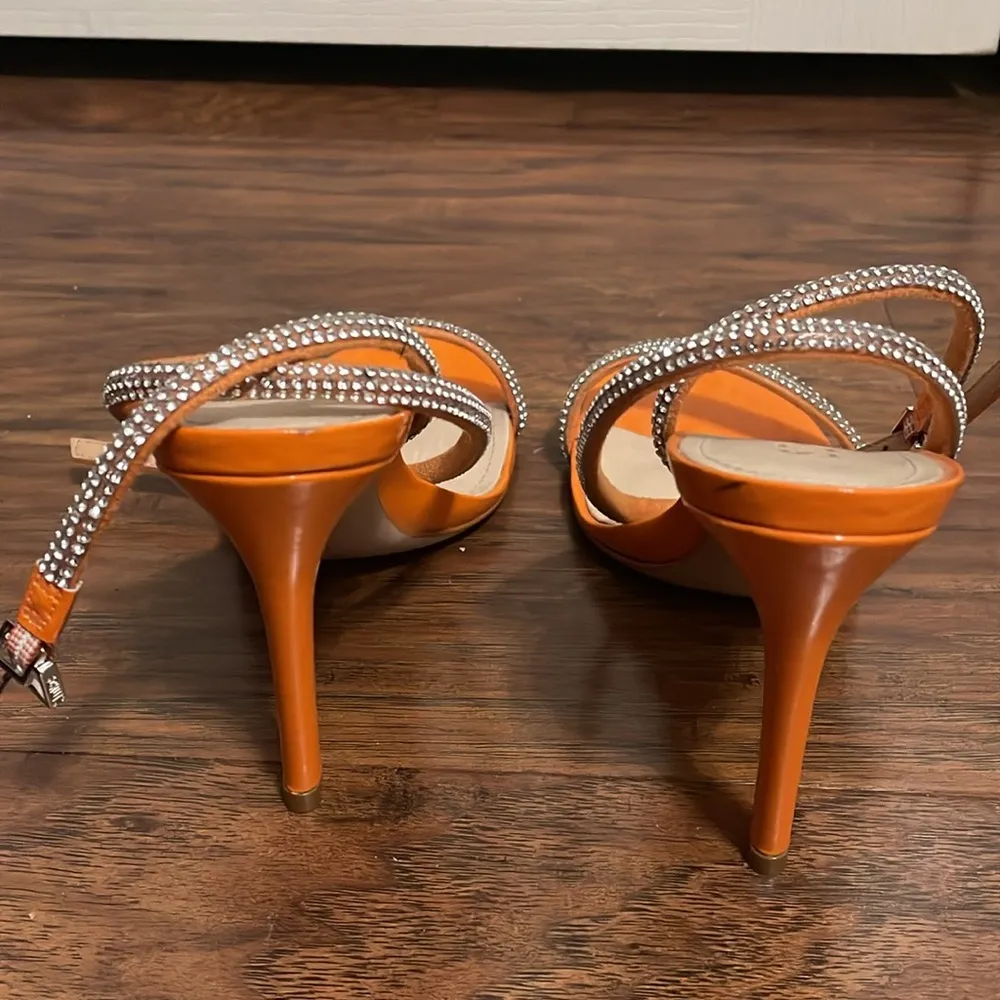 💙💖 SCHUTZ Altina Orange Rhinestone Ankle Wrap Heels - Image 5