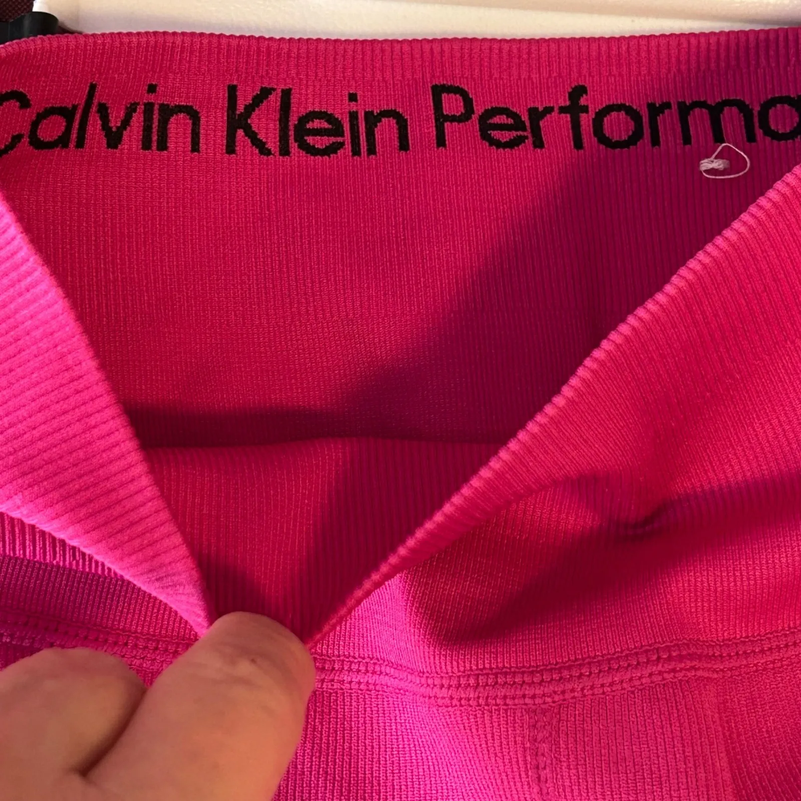 Calvin Klein Performance Ribbed High Waisted Bike Shorts Hot Pink XS - Image 4