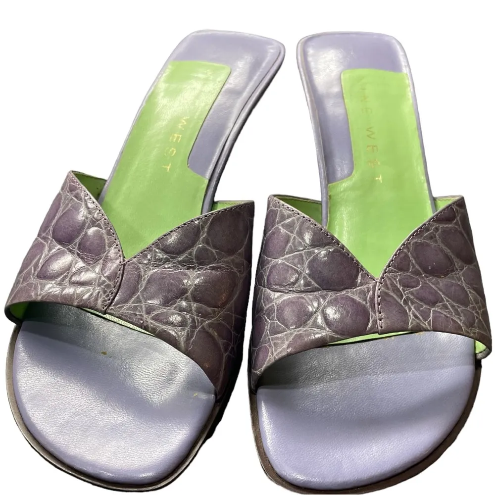 Nine West Jassina Lavanda lavender crocodile print square heels / 6 / EUC - Image 2