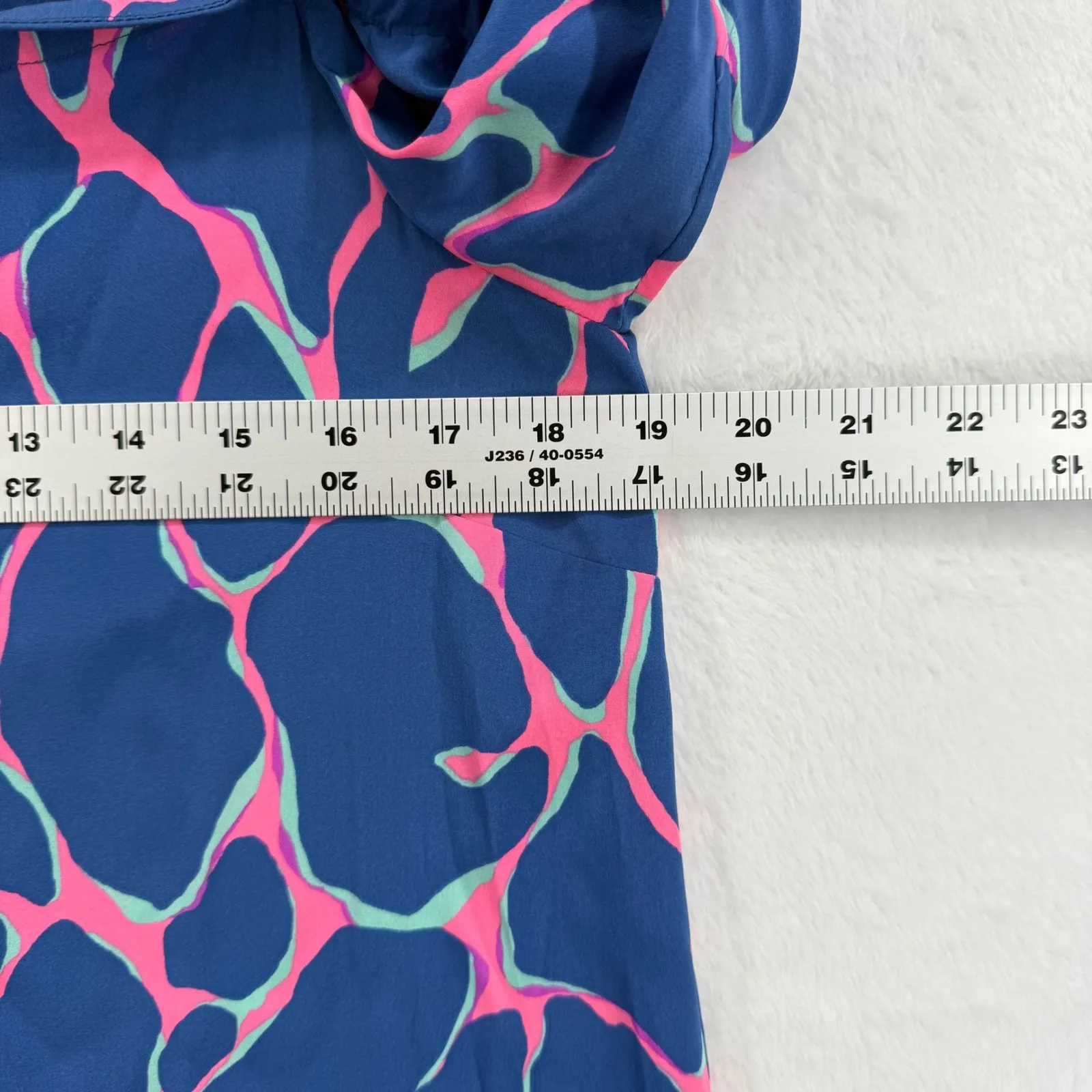 Lilly Pulitzer Silk Blend Off Shoulder‎ Dress Pink Blue Abstract Print M - Image 2