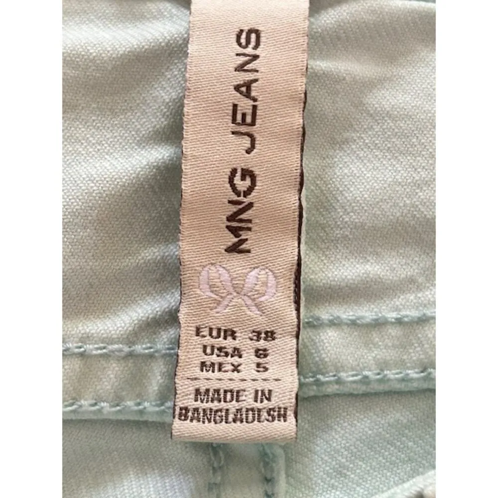 MNG Mango Mint Green Skinny Jeans with Gold Sequin Pockets – Size US 6 NWT - Image 7