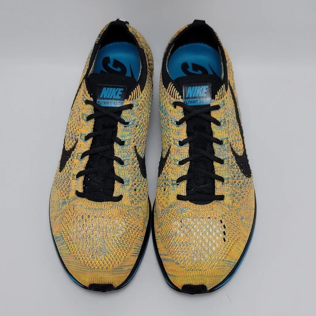 Nike Flyknit Racer Sherbet Bright Citrus Blue Lagoon Trainers 526628-800 Sz 7.5 - Image 4