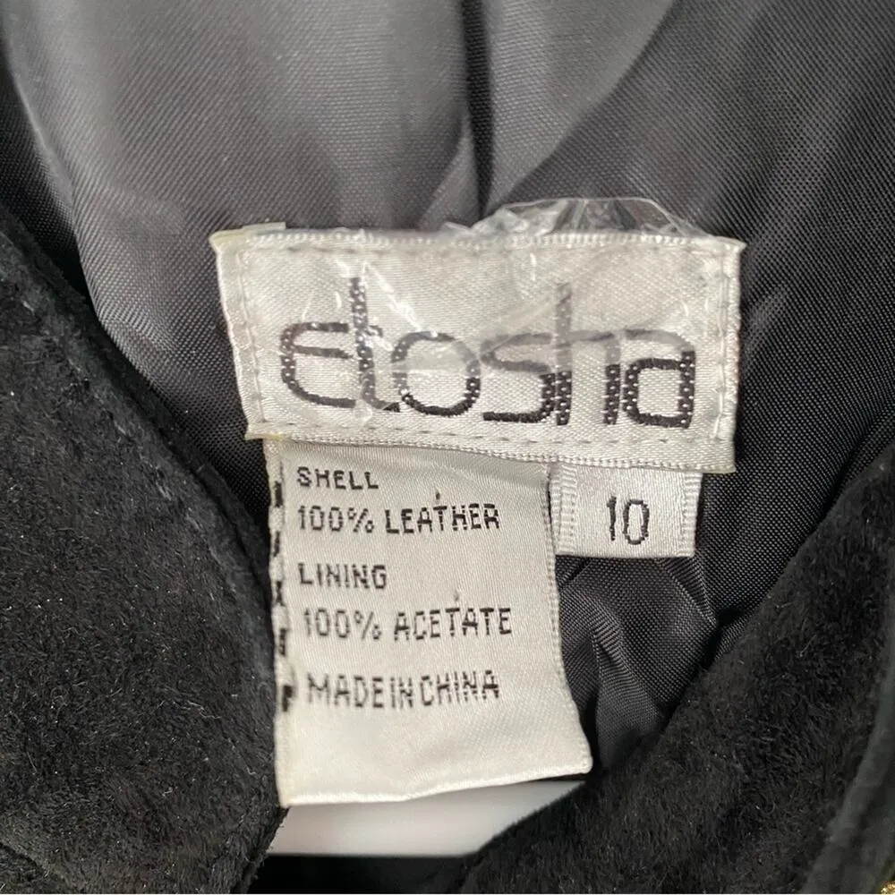 Etosha Vintage Black Suede Military Jacket Gold Embroidery Scroll Detail size 10 - Image 8