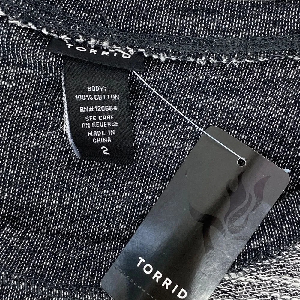 Torrid Textured Loop Colorblock Sweatshirt Gray White 2X - Image 9