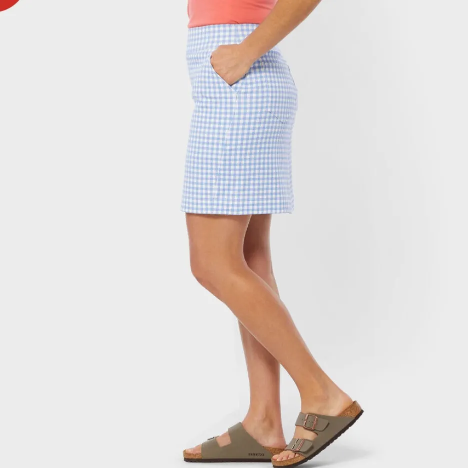 Duluth Trading Co Blue and White Gingham Women's NoGA Naturale Cotton Skort Size L - Image 7