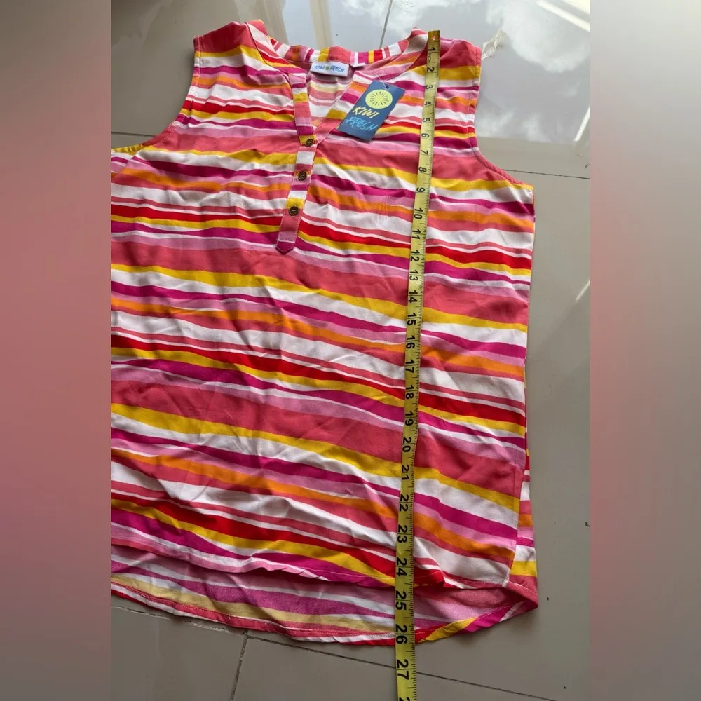 Women’s Kiwi & Fresh Tank Top pink colorful stripes sleeveless summer Rayon PL Size undefined - Image 12