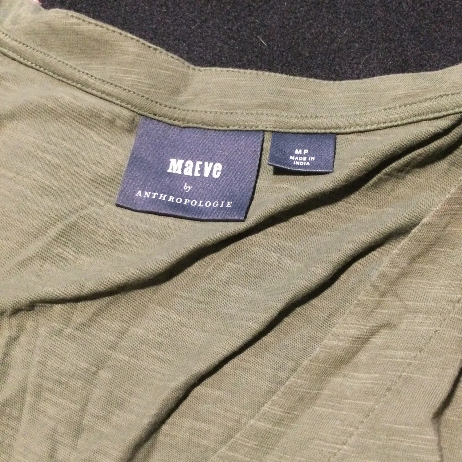 Maeve Anthropologie Embroidered Floral Sleeve Raglan T Shirt Olive Green M Size M - Image 7