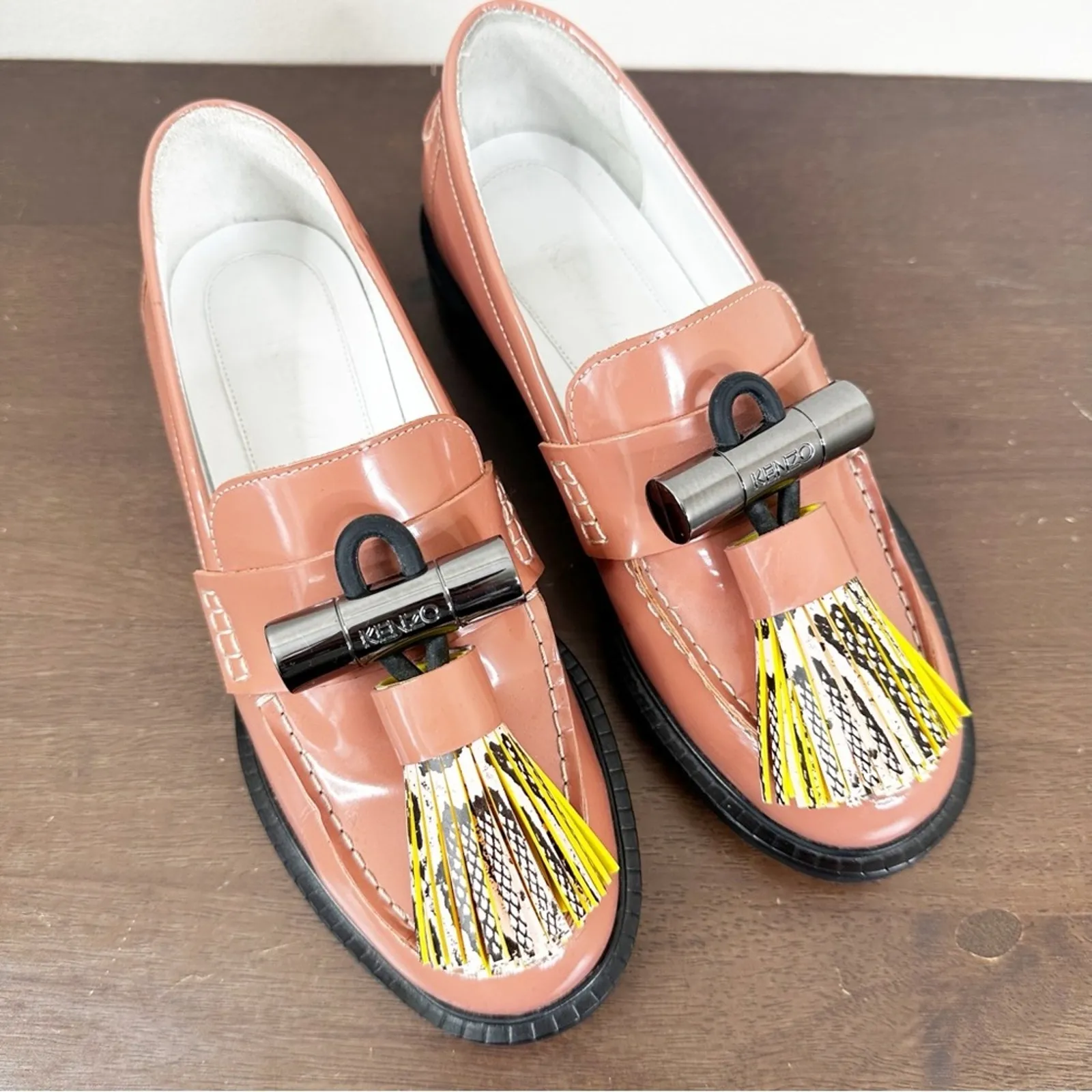 Kenzo Georgia Patent Leather Tassel Loafers in Rose Womens 36 - Image 3