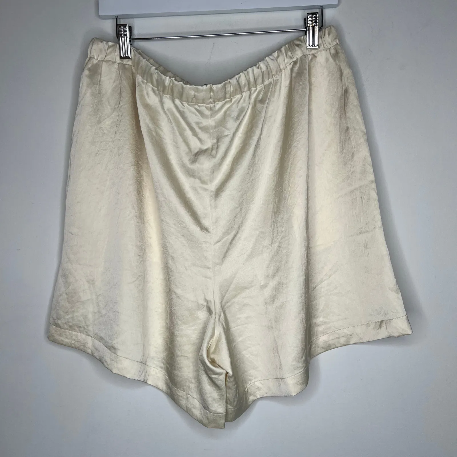 Madewell Cream Satin Drawstring Pull-On Shorts Size XL - Image 4