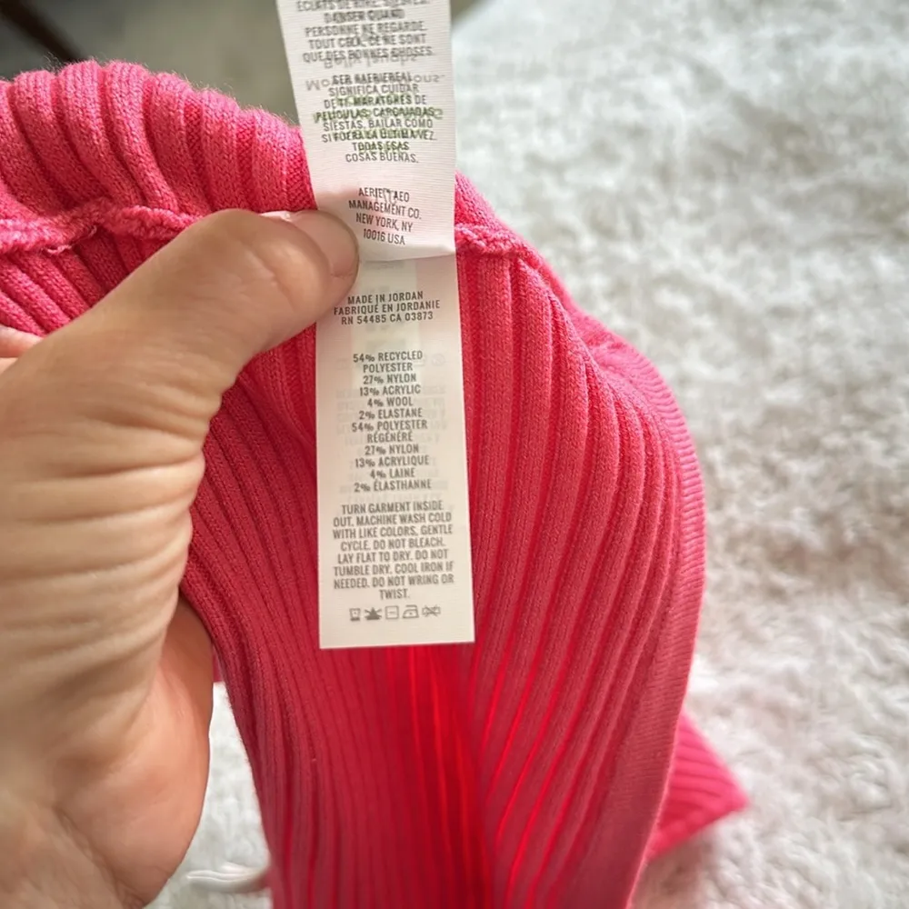 Aerie Women's L Texture Rib Knit Crop Top Hot Pink Corset Style TikTok Viral New - Image 12
