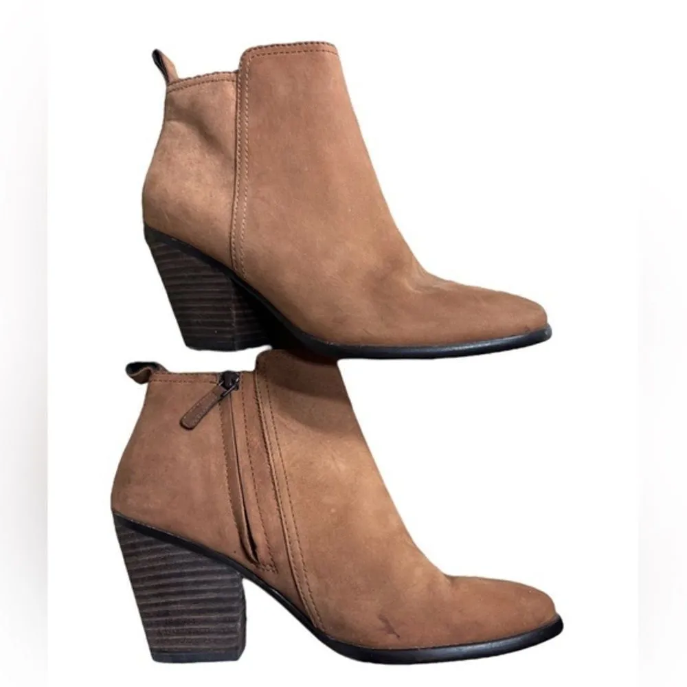 Anthropologie Cole Haan Chesney Brown Zip Up‎ Chunky Heel Ankle Boots  7.5B - Image 4