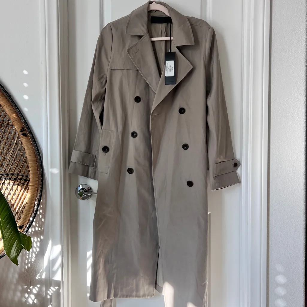 Jenni Kayne Women's‎ Belted Cotton Blend Trench Coat Light Tan Size Medium NWT - Image 5