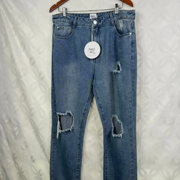 Princess Polly Hayden Knee Rip Mid‎ Washed Jeans Size 10 NWT - Image 5
