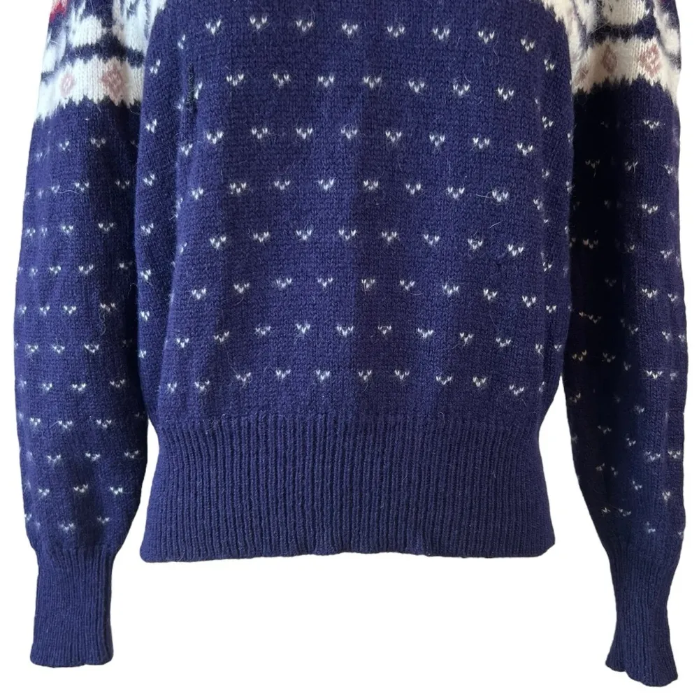 Vintage Susan Bristol Angora Rabbit Shetland Wool Fair Isle Knit Sweater - Image 3