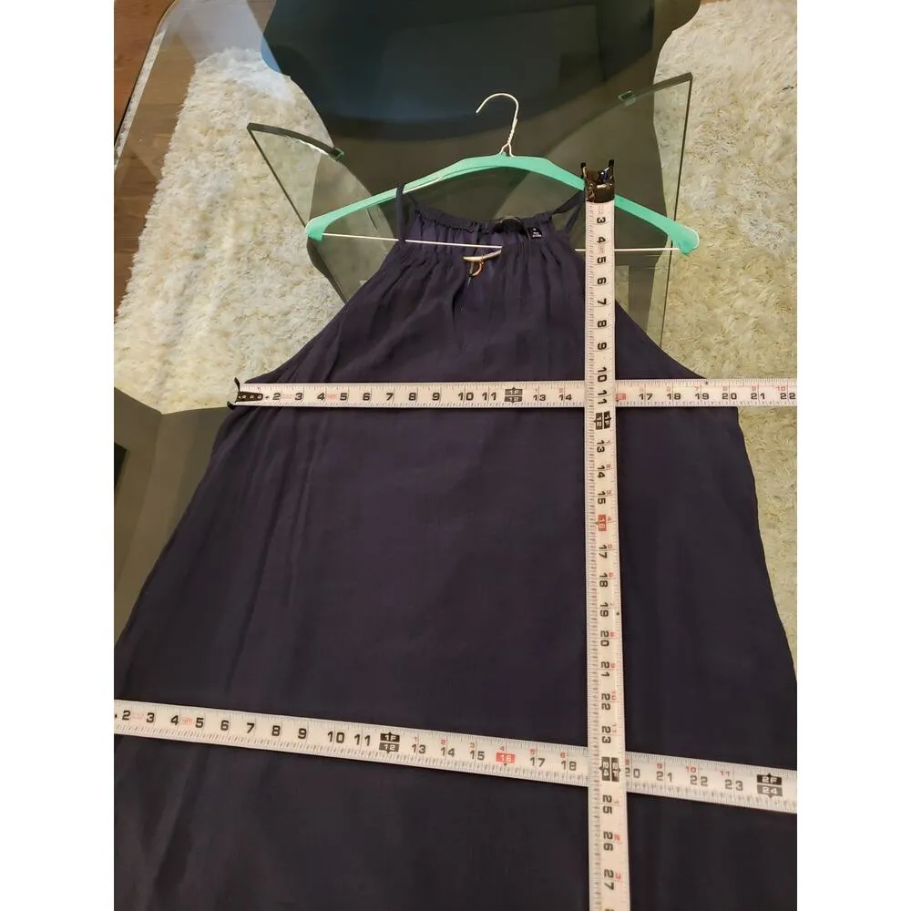 Mlle Gabrielle Maxi Dress Women's Size 2X Blue Rayon Keyhole Hi-Low Sleeveless - Image 8