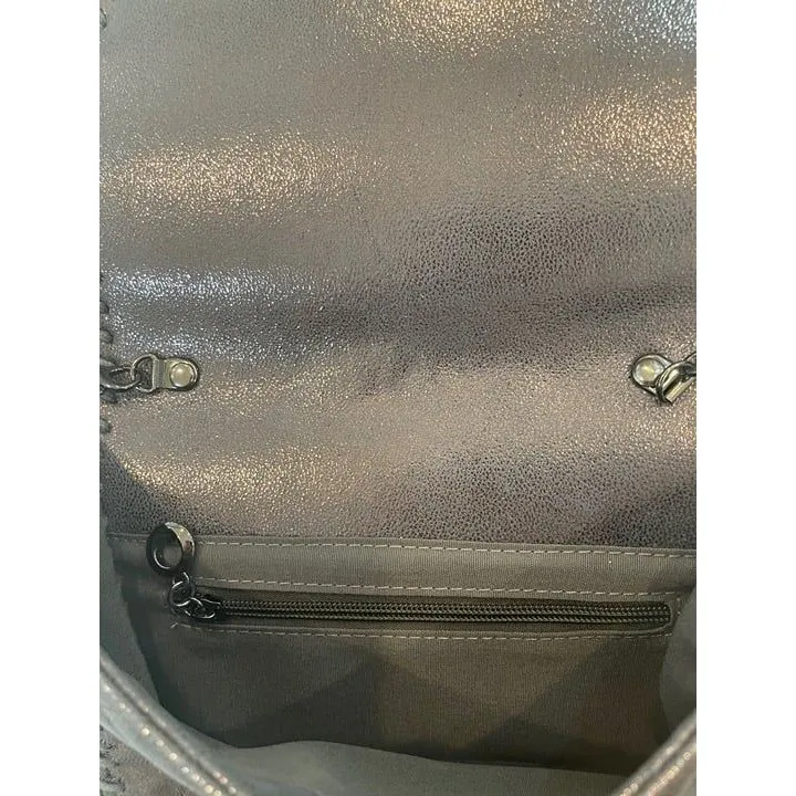 Dark grey leather shoulder bag and clutch Gray - Image 5