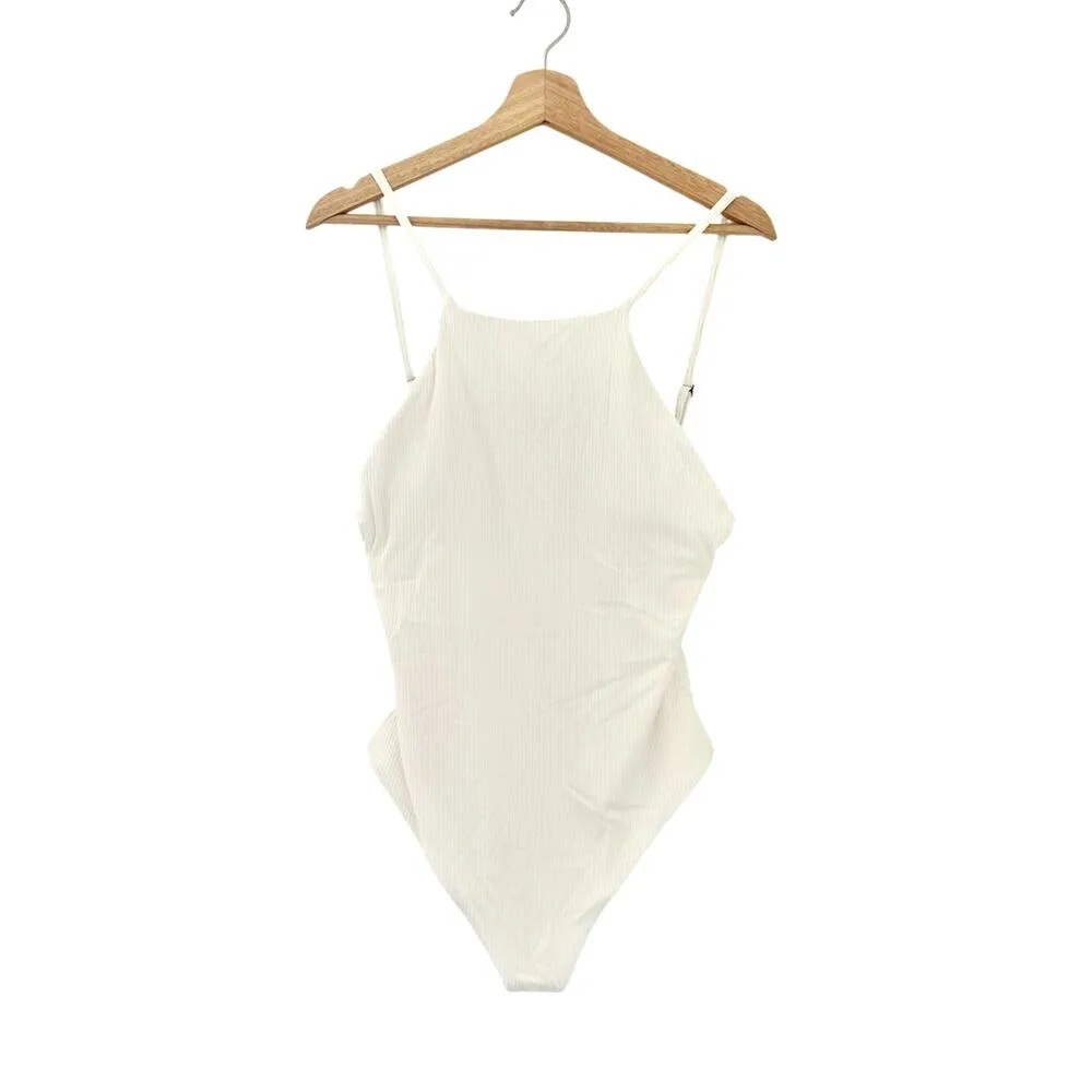 Andie Swim The Asbury Ribbed One Piece Swimsuit in Coconut White L NWT - Image 3