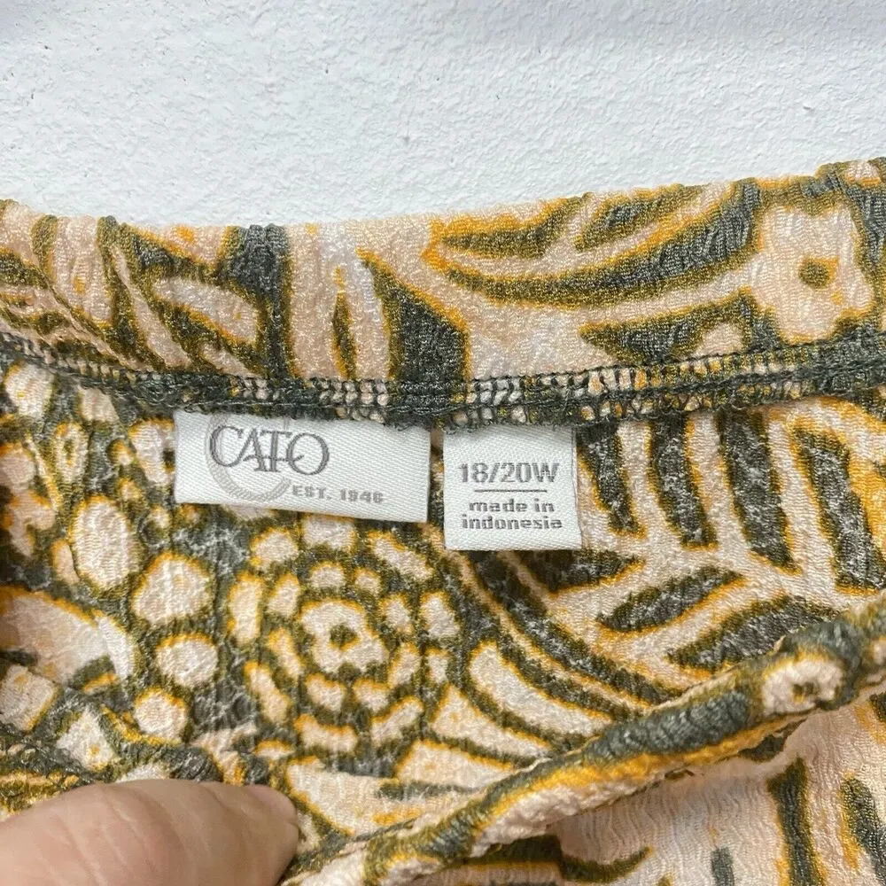 Cato Skirt Womans 18/20 W Green Yellow Floral A-Line Pull On Church Slouchy - Image 3
