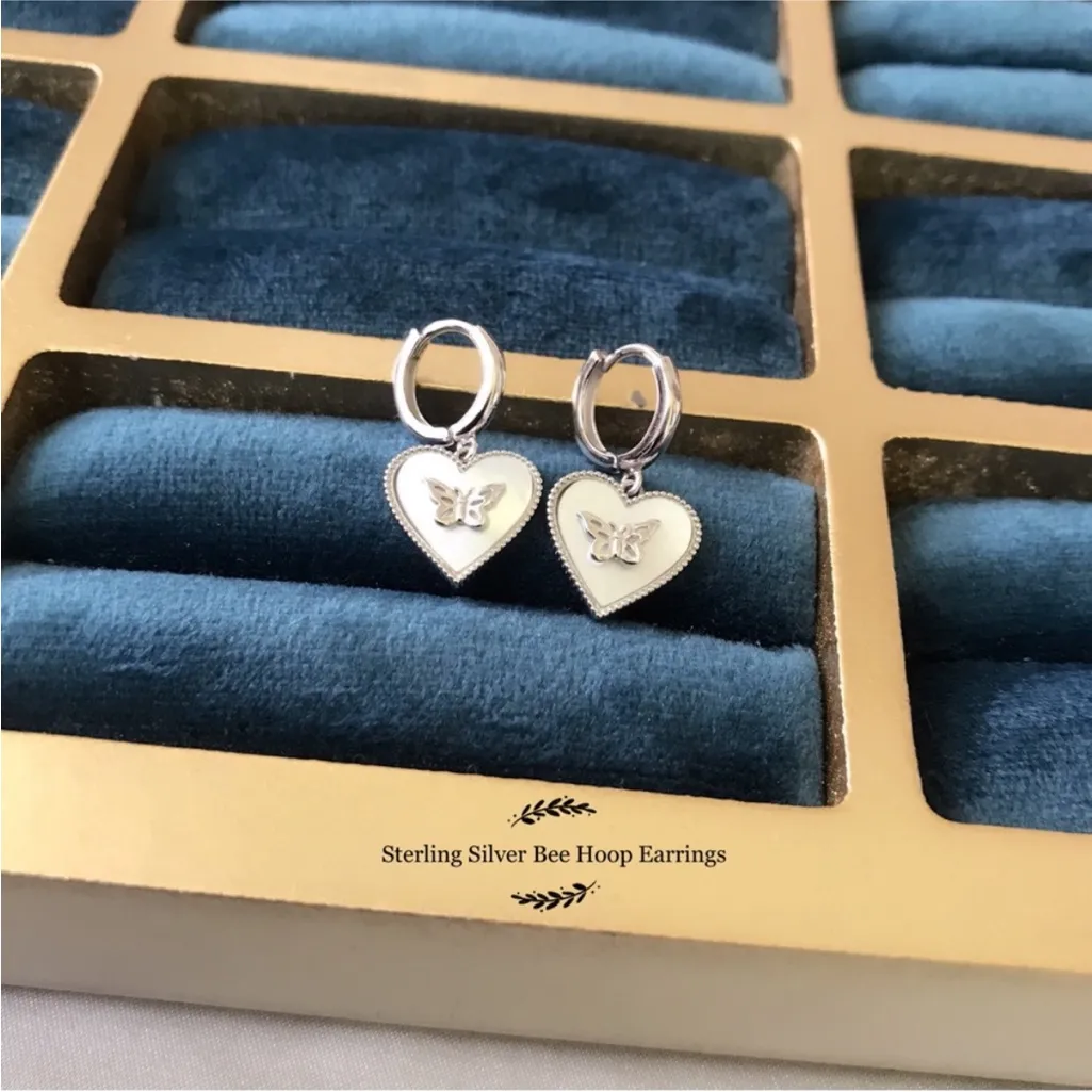Sterling Silver Butterfly hoop Earrings - Image 4