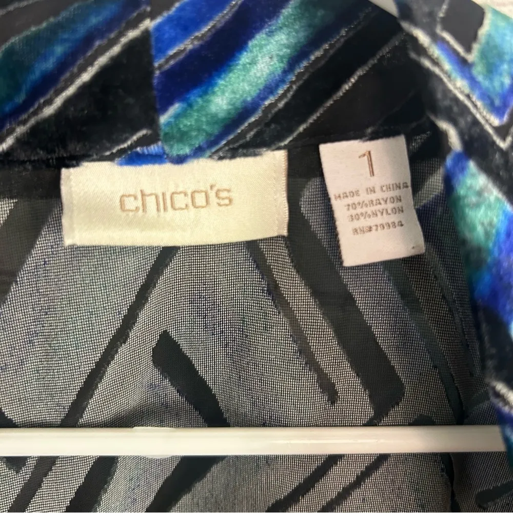 Chico's open front dark romance artsy colorful blazer size "1" or US 8 Medium - Image 5