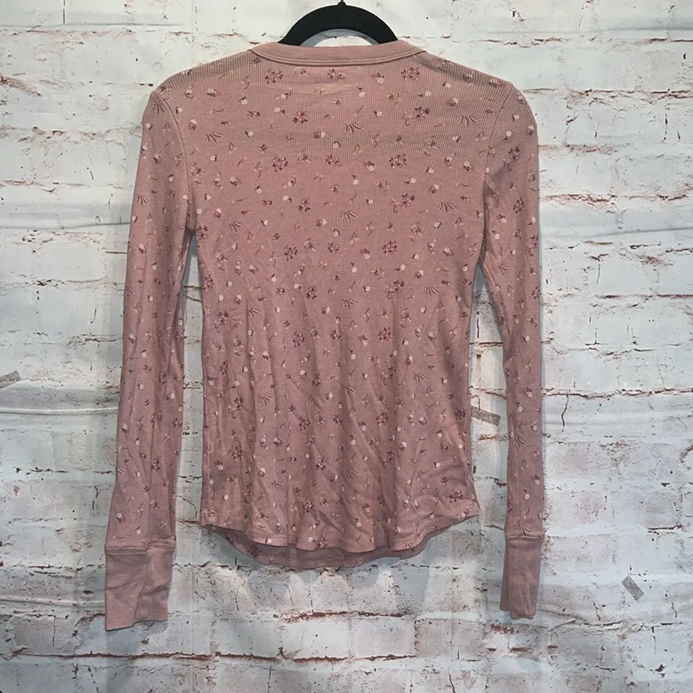 Aerie American Eagle Outfitters Shirt Women XS Pink Long Sleeve Crewneck Floral - Image 4