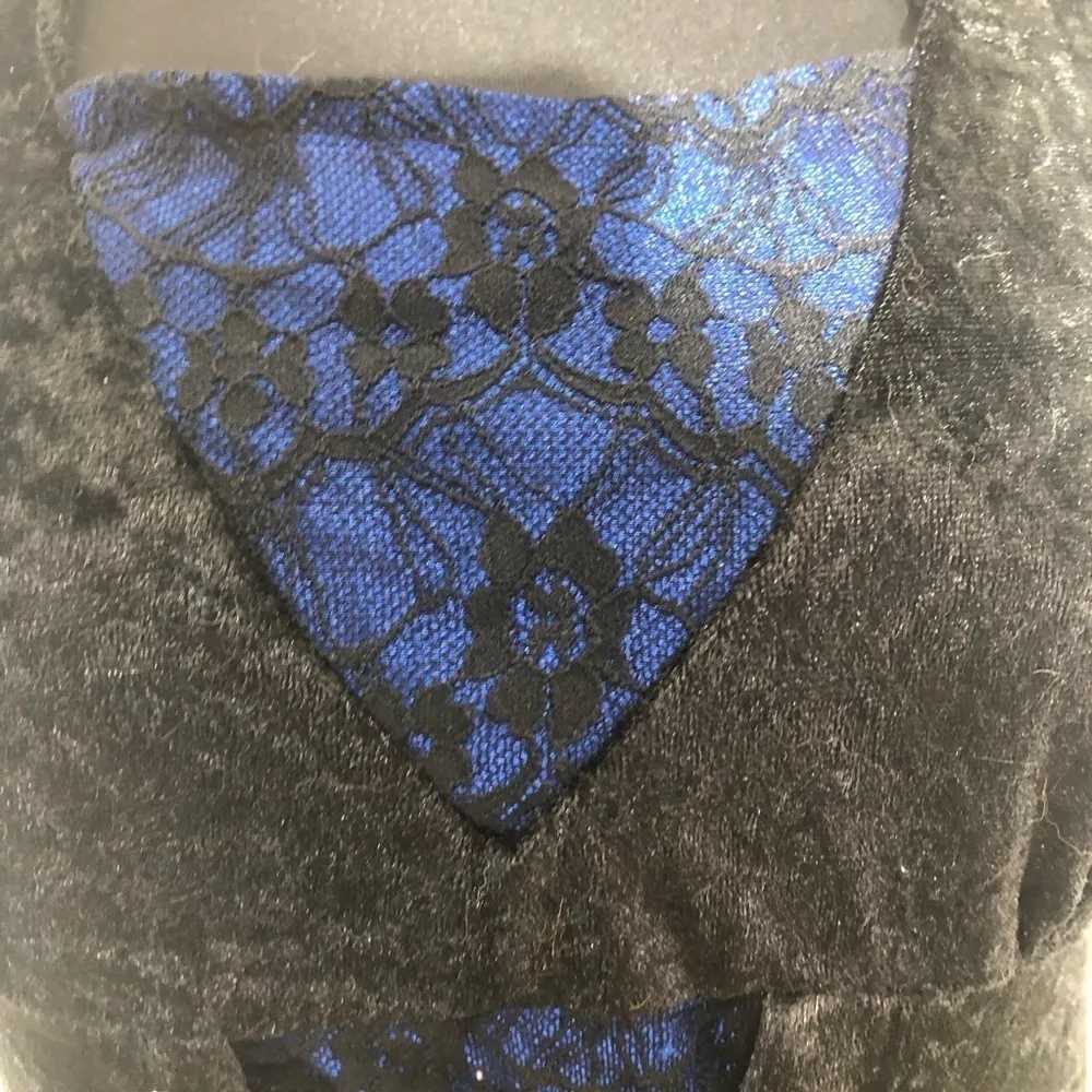 Midnight Vamp Halloween Costume Royal Blue Black Lace Mini Dress with collar M Size undefined - Image 13