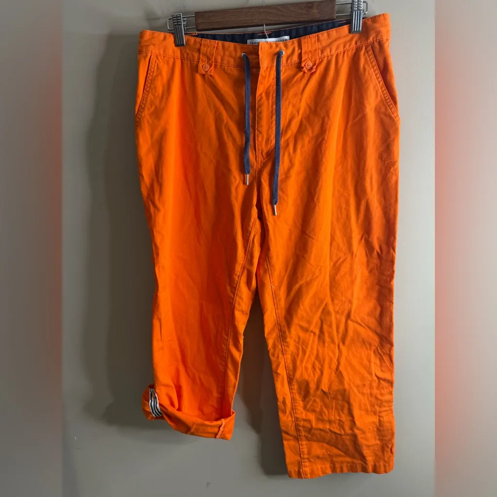 Tommy Hilfiger Orange women’s roll tab pants size 10 - Image 4