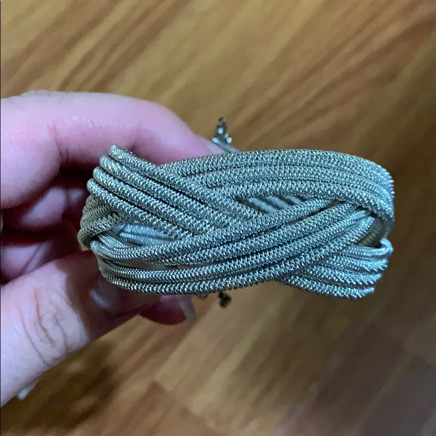 Silver braid cuff bracelet - Image 3