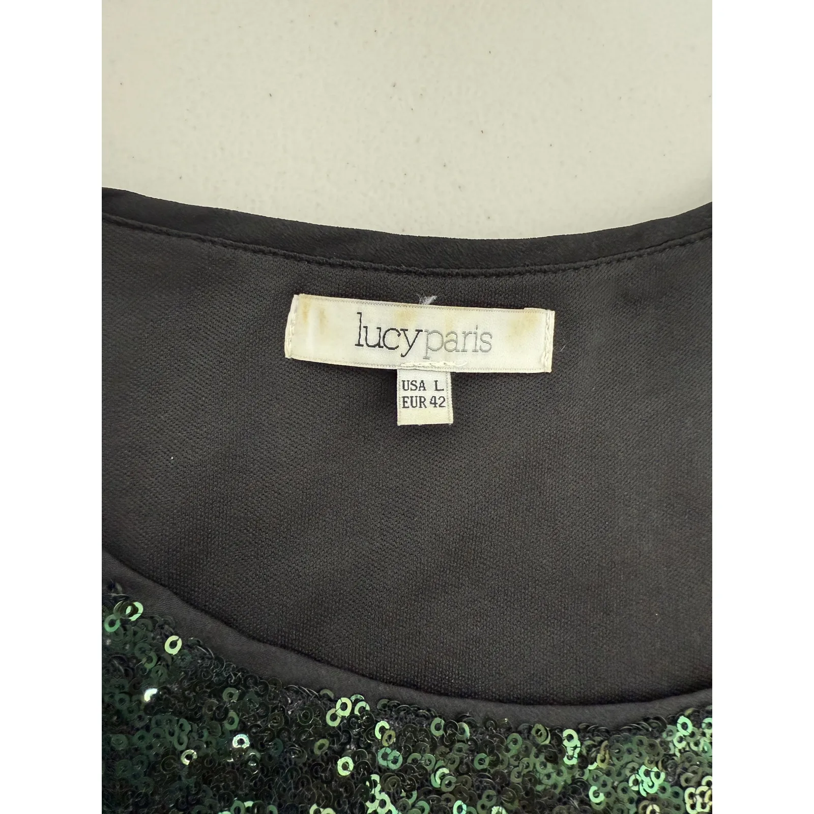 Revolve Women's Lucy Paris Dark Green Sequins Short Mini T-shirt Dress L Holiday - Image 4