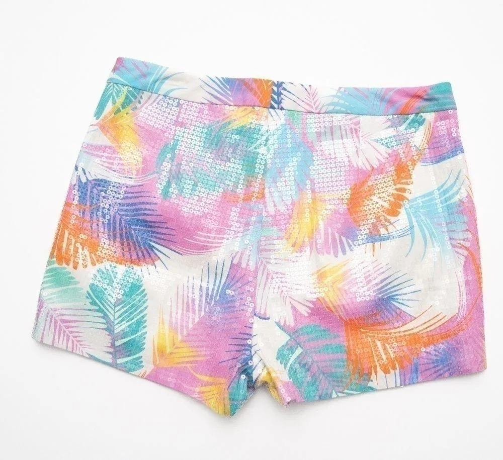 Le Superbe. Revolve. Tropical Sequin Shine Shorts. Pink Size 8 - Image 11