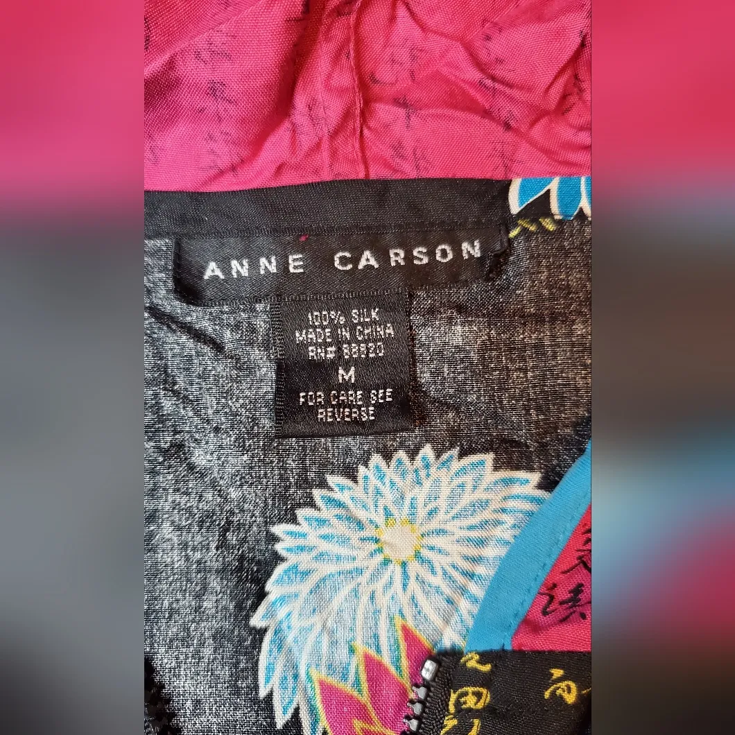 Anne Carson Multicolor Floral Bomber Jacket 100% Silk  Size :M - Image 2